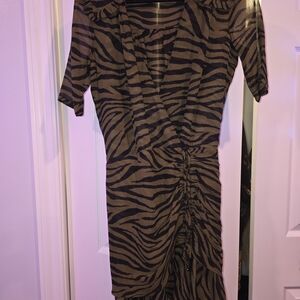 Veronica Beard Brown and Black Zebra Print Dress